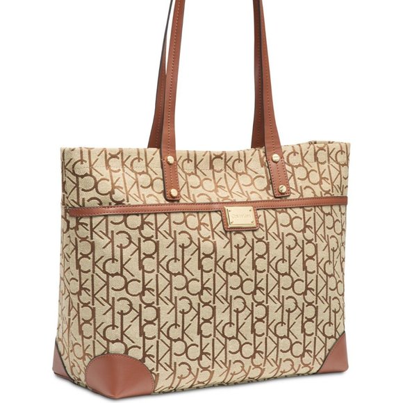 SOLD! Calvin Klein Teodora Jacquard Signature Tote - Picture 2 of 9